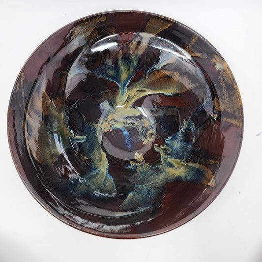 Black Bowl with Multi Iridescent Glaze Medium