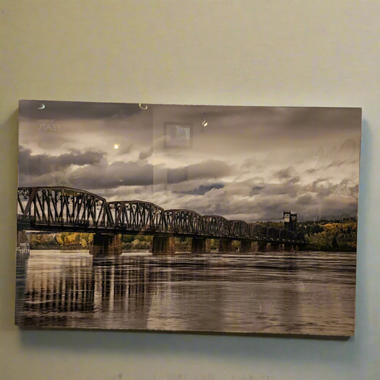 Train Bridge over the Fraser Metal Mounted Photography Art