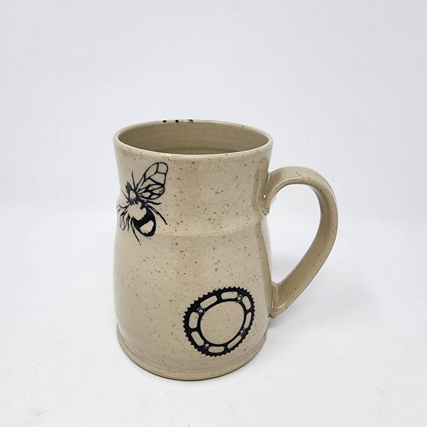 Beige Bike Painted Mug with Gears