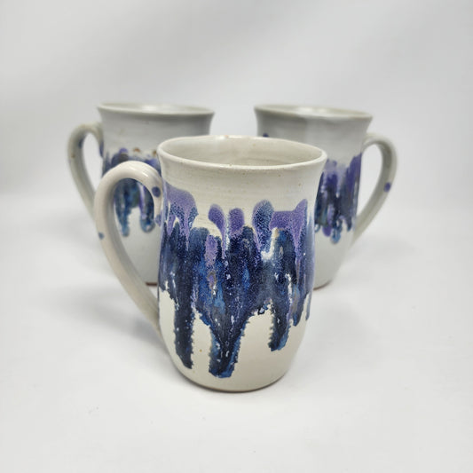 White Blue Drip Mugs