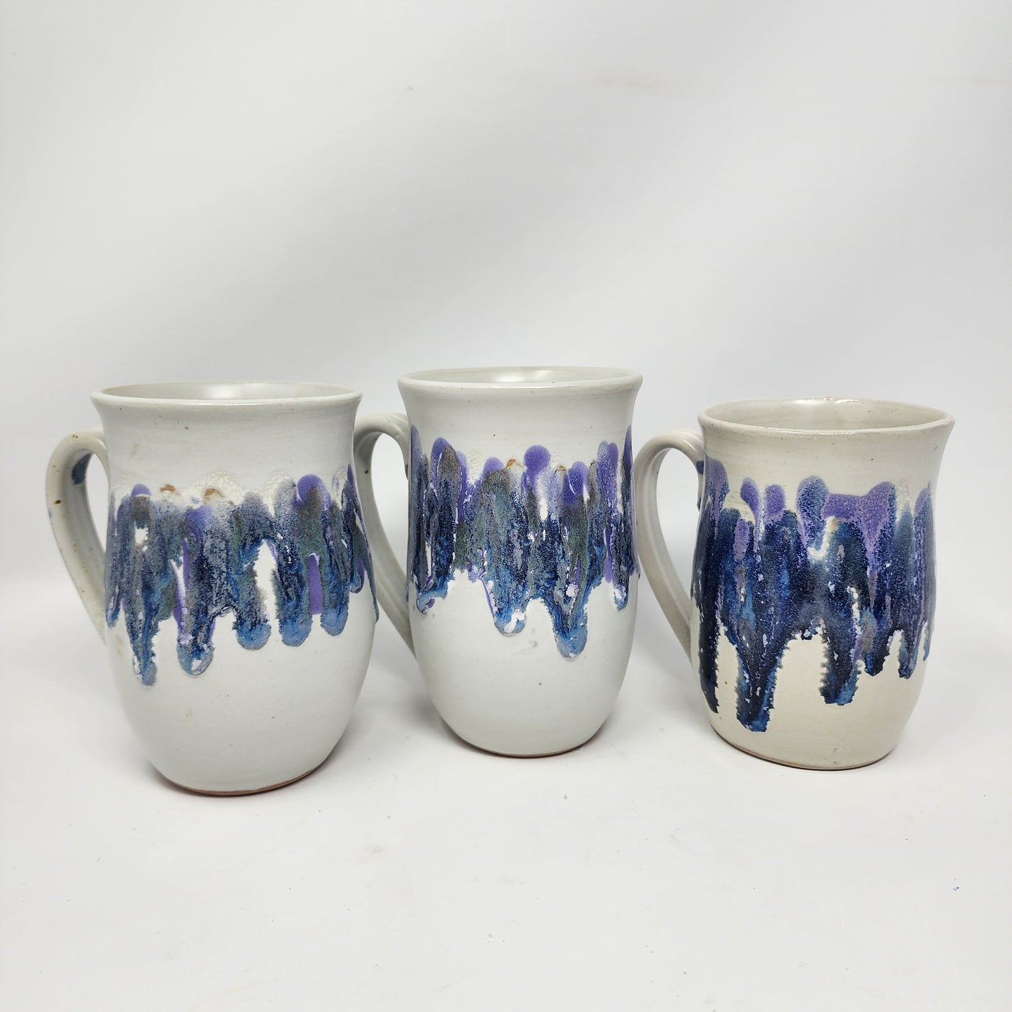 White Blue Drip Mugs