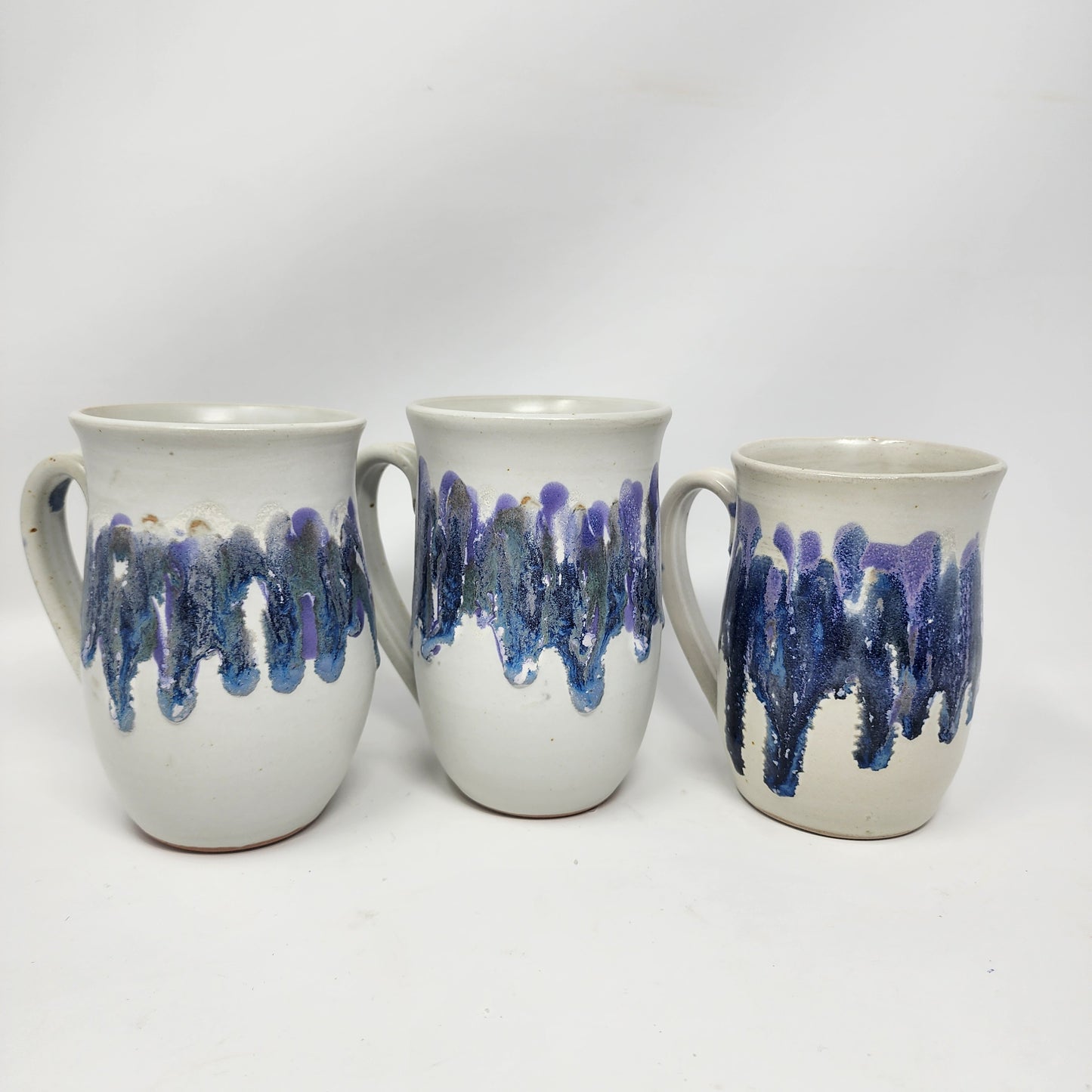 White Blue Drip Mugs