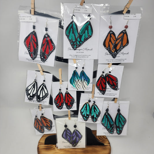 Leather Butterfly Earrings Large