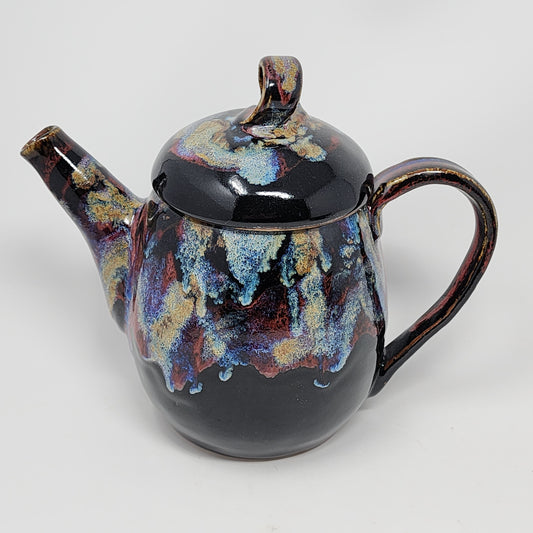 Black Gold and Blue Teapot