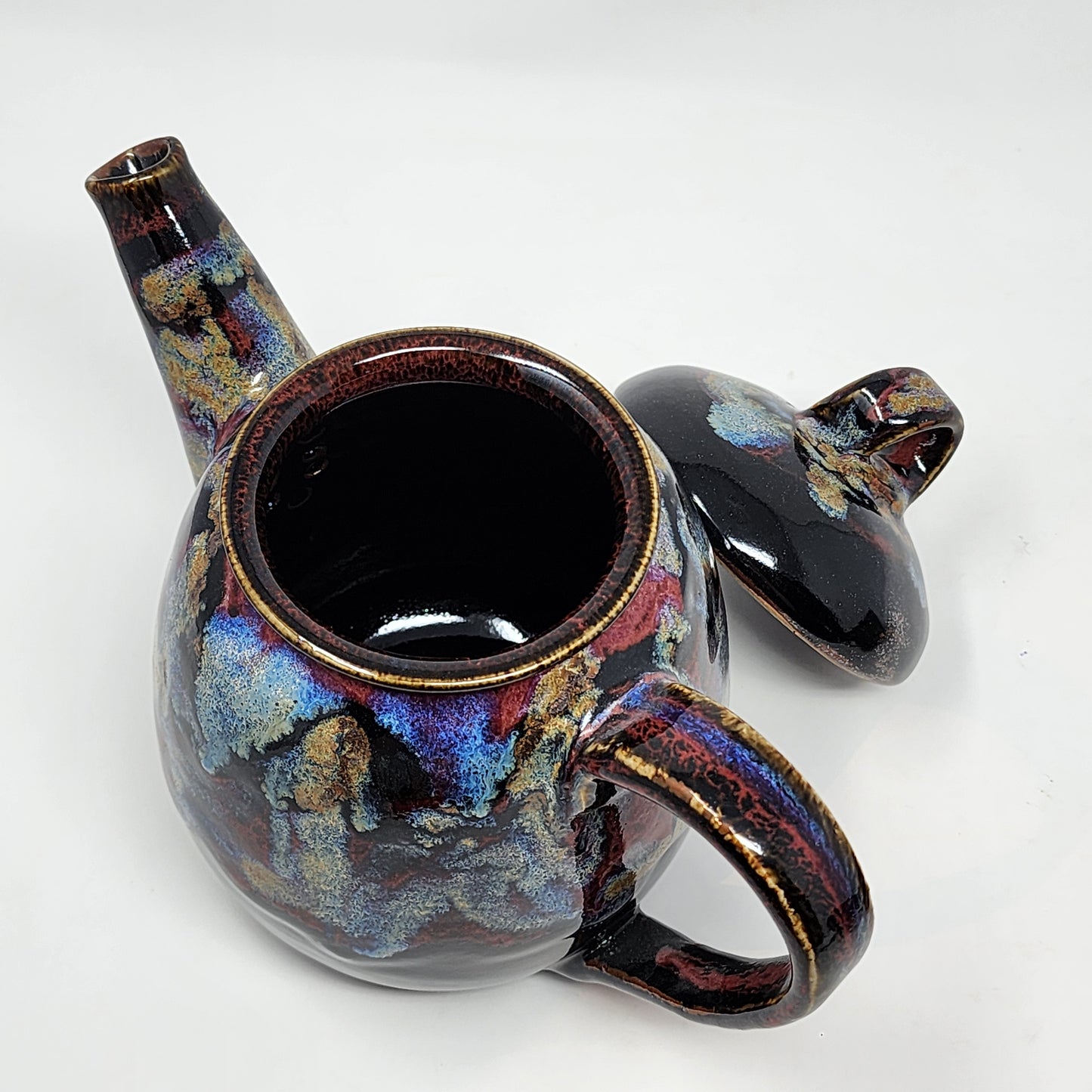 Black Gold and Blue Teapot