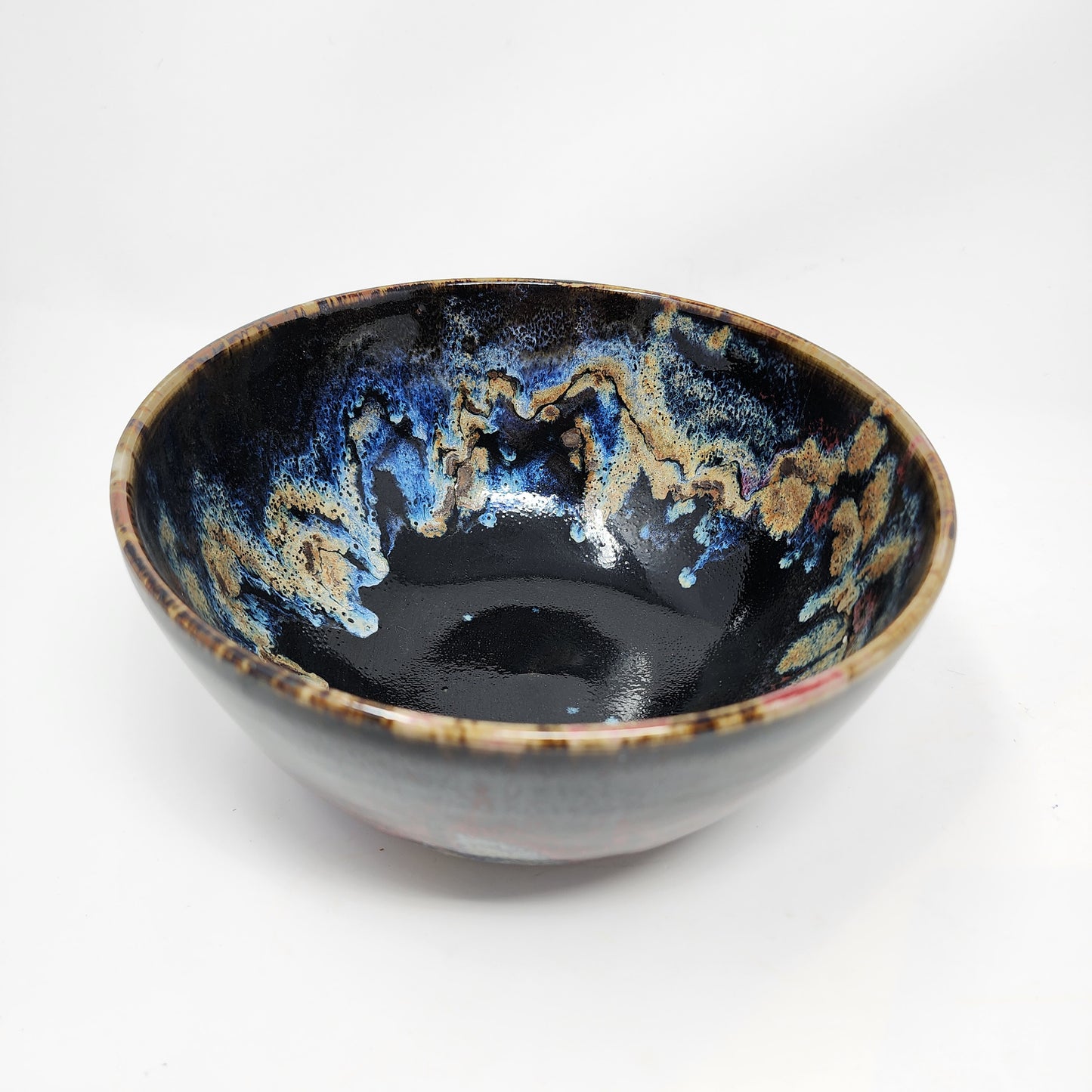 Black Gold and Blue Serving Bowl