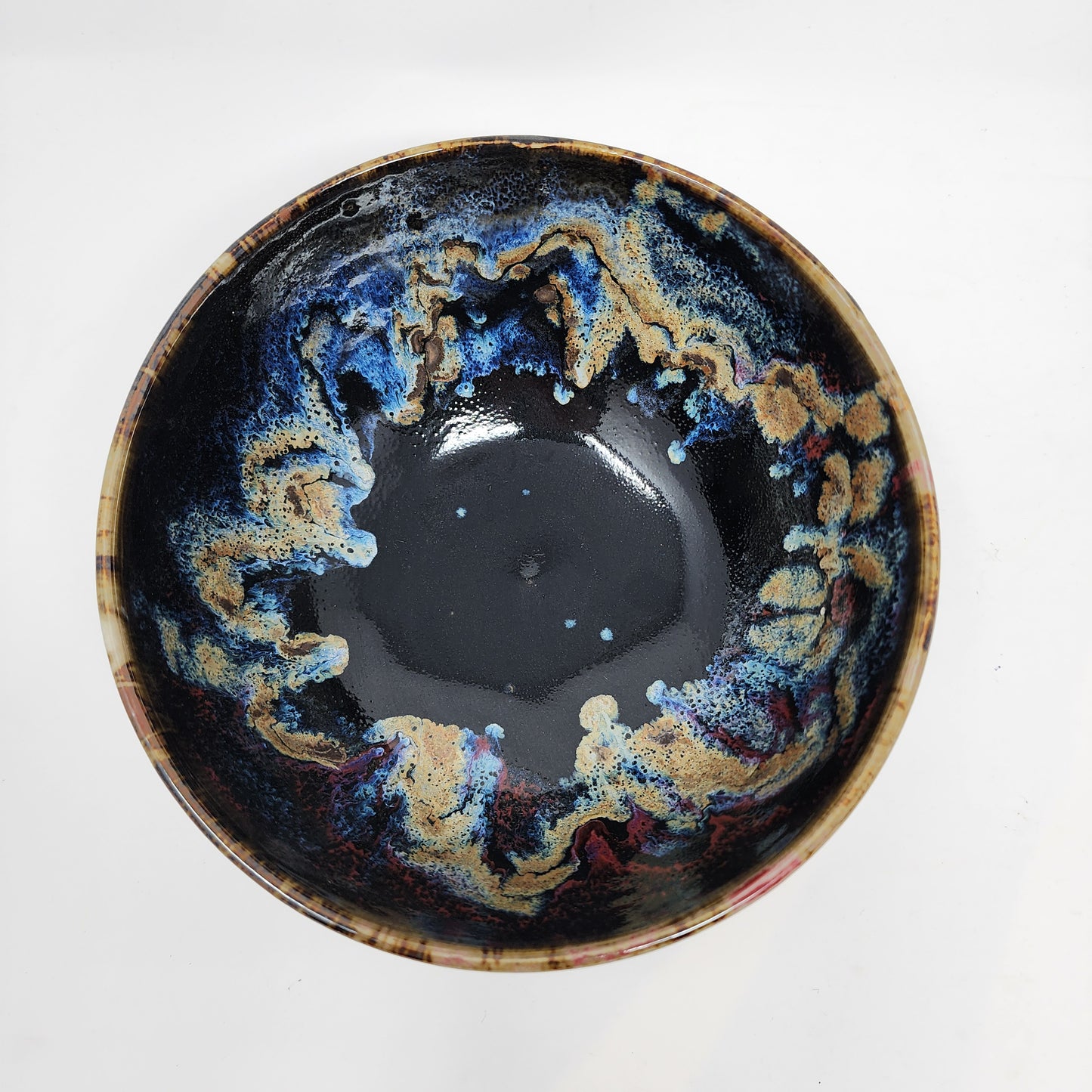 Black Gold and Blue Serving Bowl