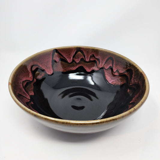 Black with Red Drip Serving Bowl