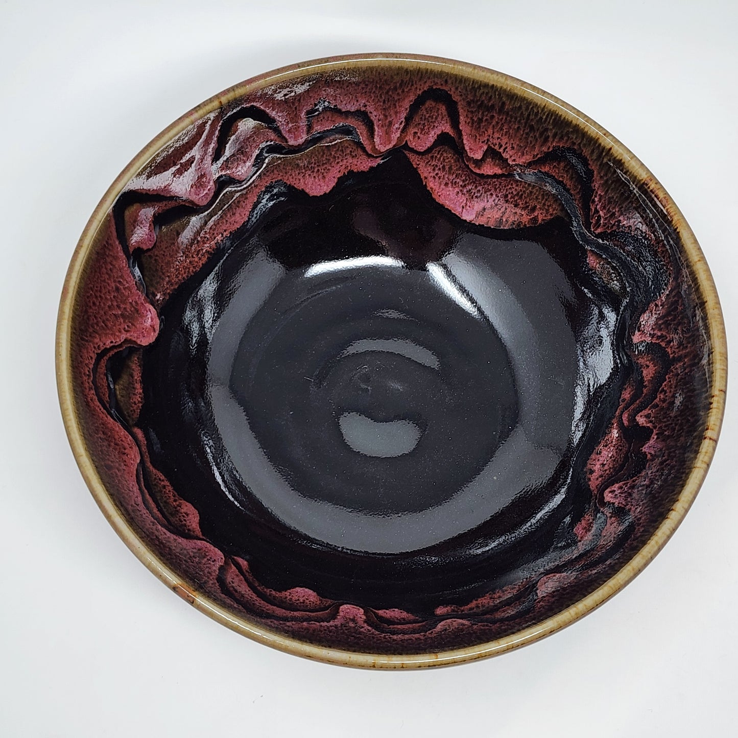 Black with Red Drip Serving Bowl