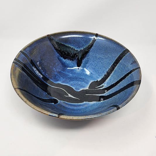 Blue with Black Glaze Design Serving Bowl