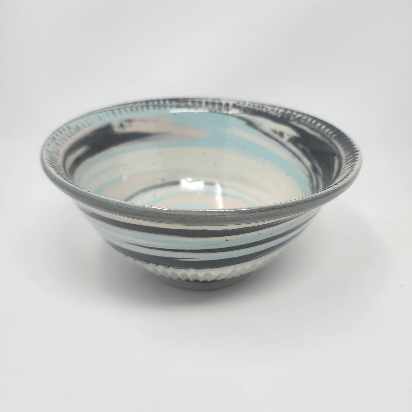 White, Gray and Light Blue Swirl Bowl