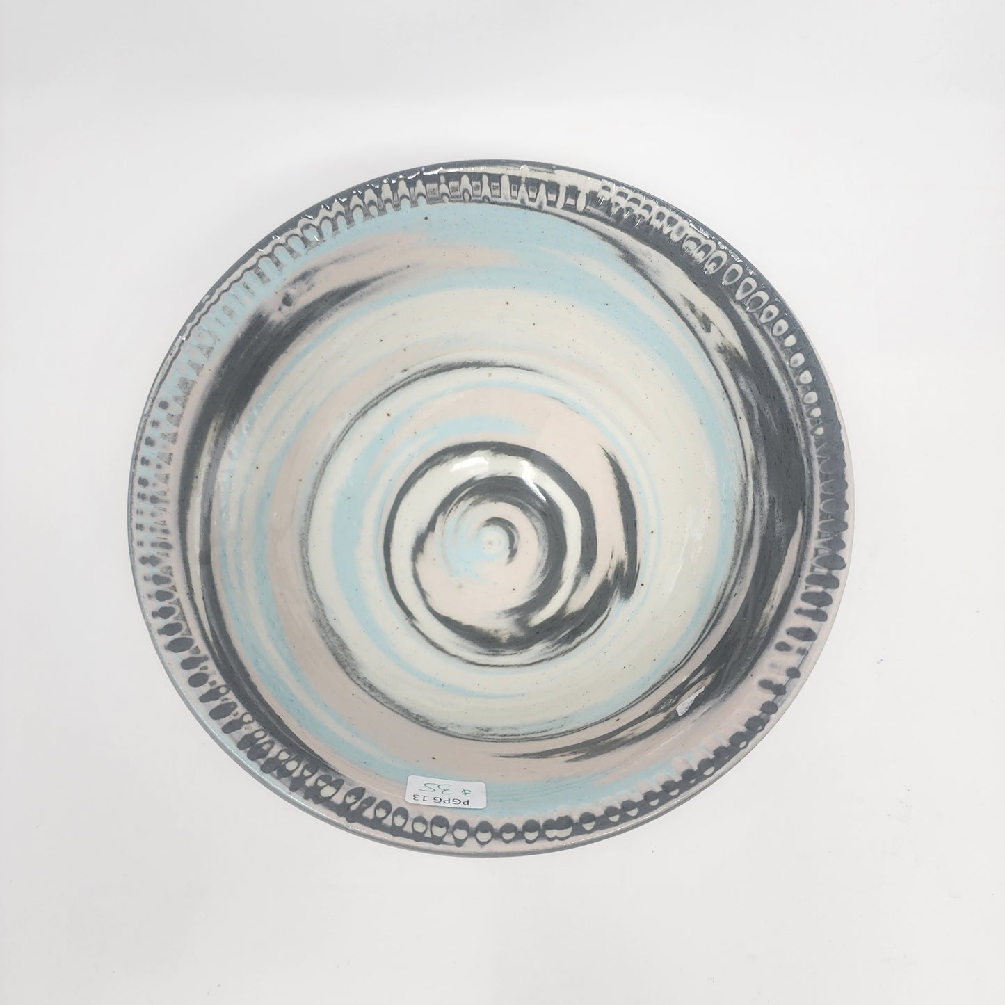 White, Gray and Light Blue Swirl Bowl