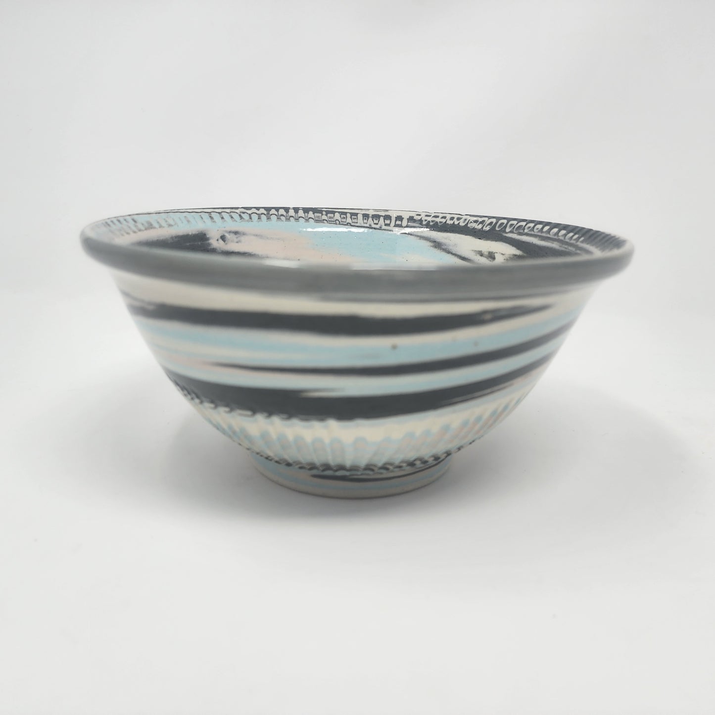 White, Gray and Light Blue Swirl Bowl