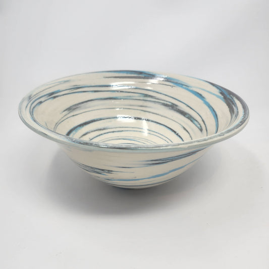 White, Gray and Light Blue Swirl Large Bowl