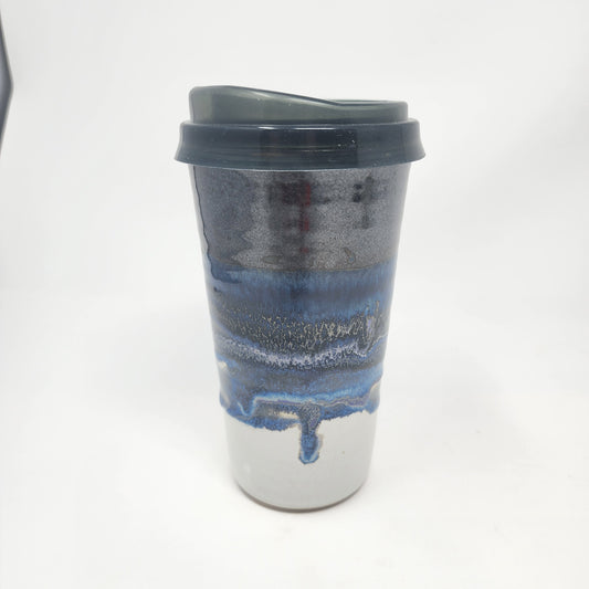 Blue Hues with White Base Travel Mug