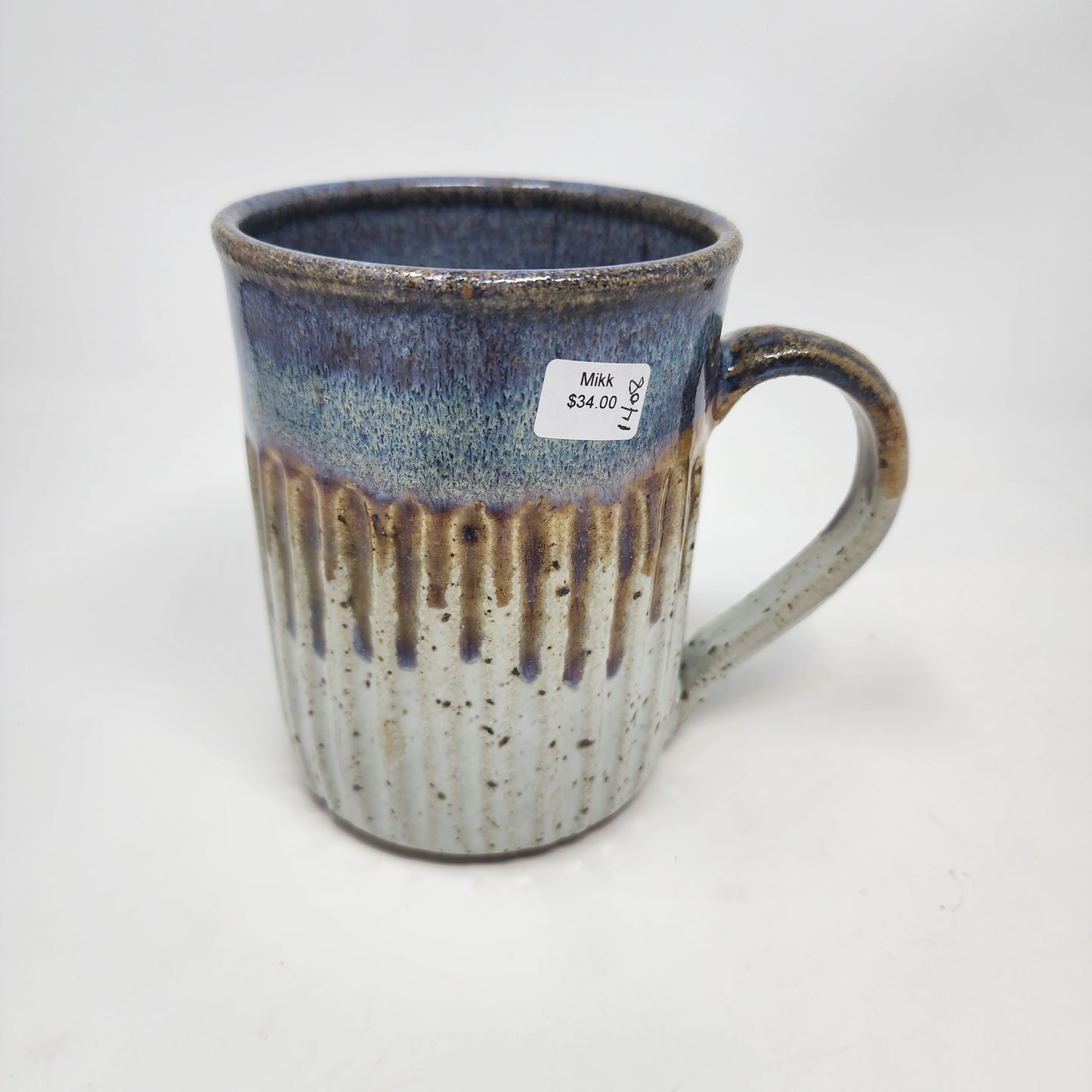 White and Blue Vertical Textured Mug