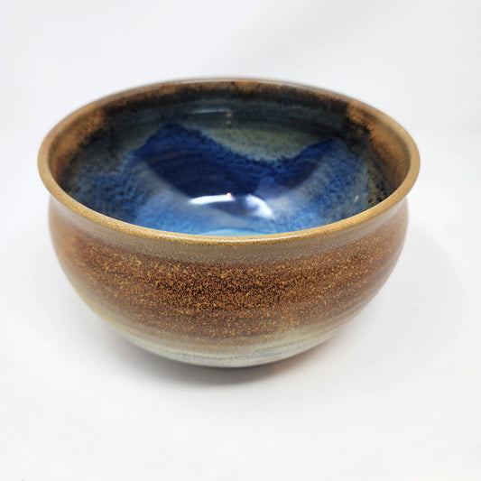 Brown and Blue Glazed Serving Bowl