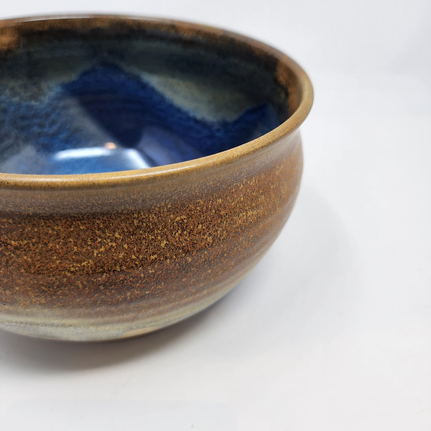 Brown and Blue Glazed Serving Bowl