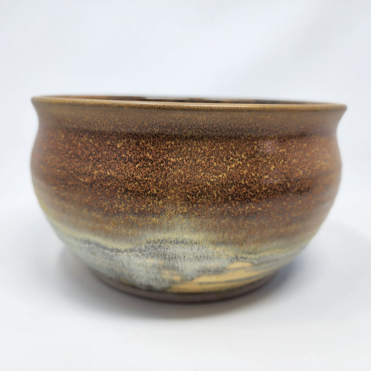 Brown and Blue Glazed Serving Bowl