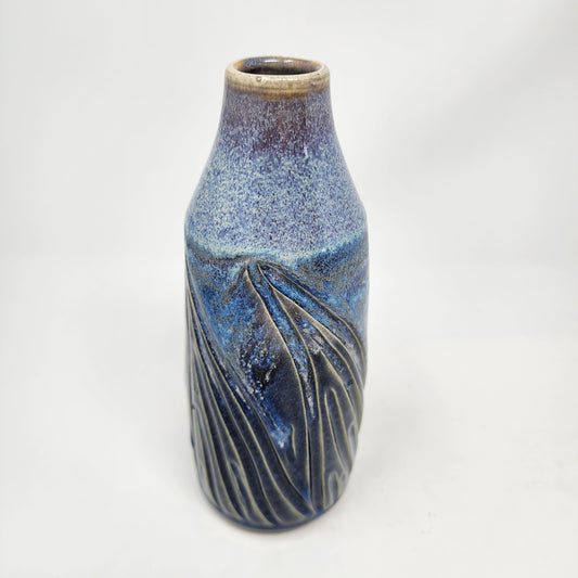 Blue Leaf Textured Vase