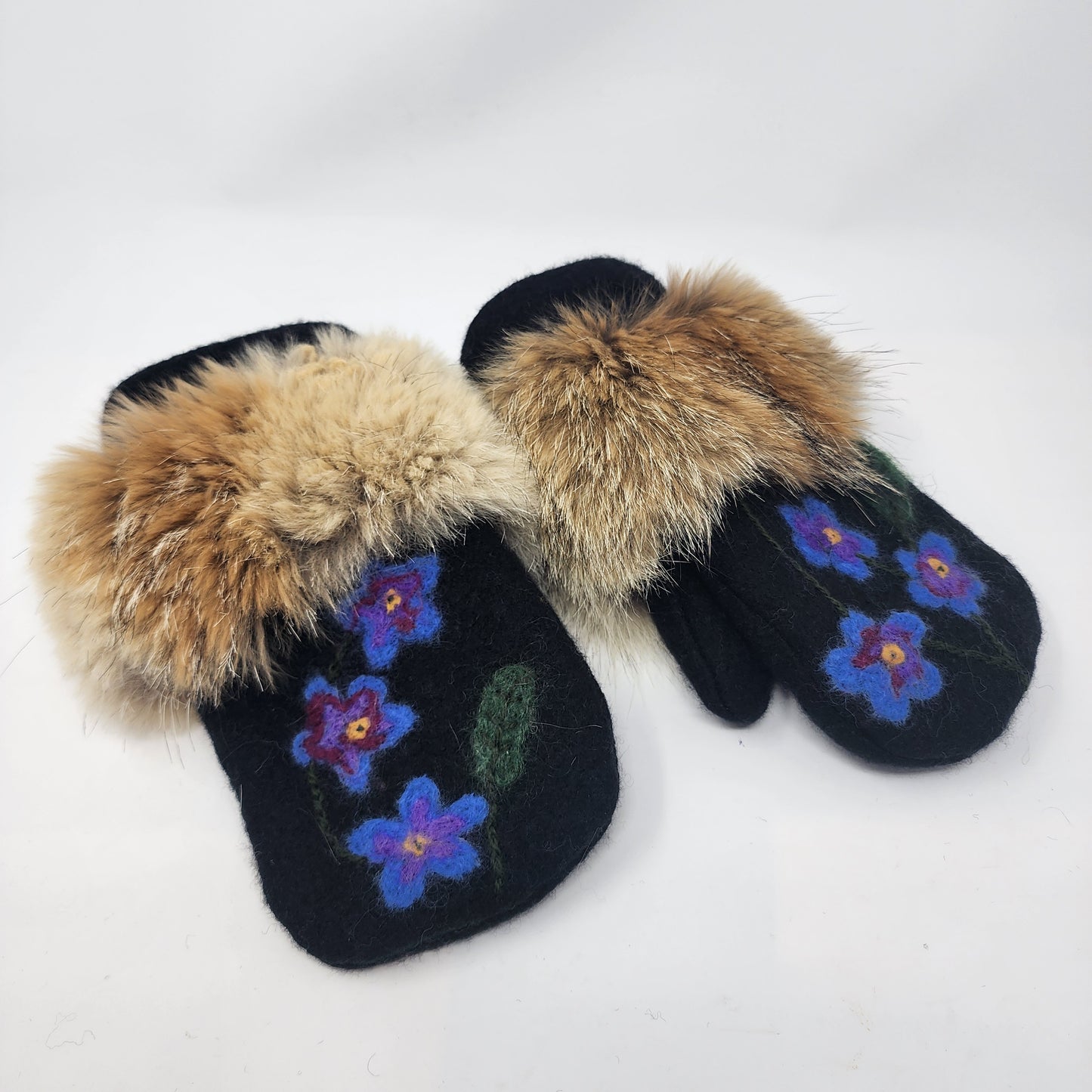 Blue Flower Mittens