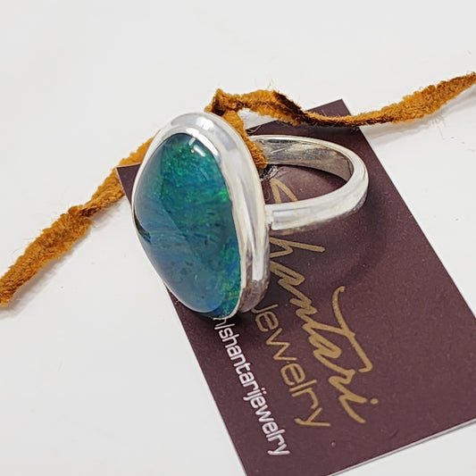 Aqua Stone Silver Ring