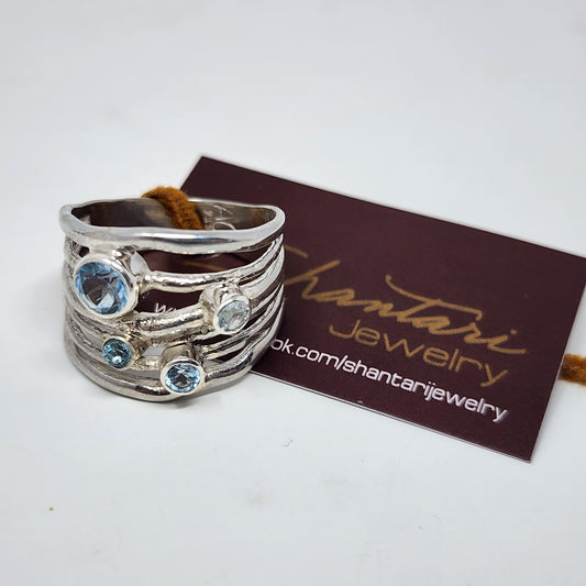 Silver band with Zirconia Stones