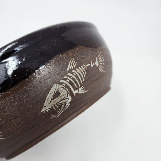 Fish Bone Bowl with Black Glaze