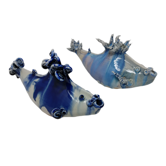 Soda Fired Fish-Dark Blue