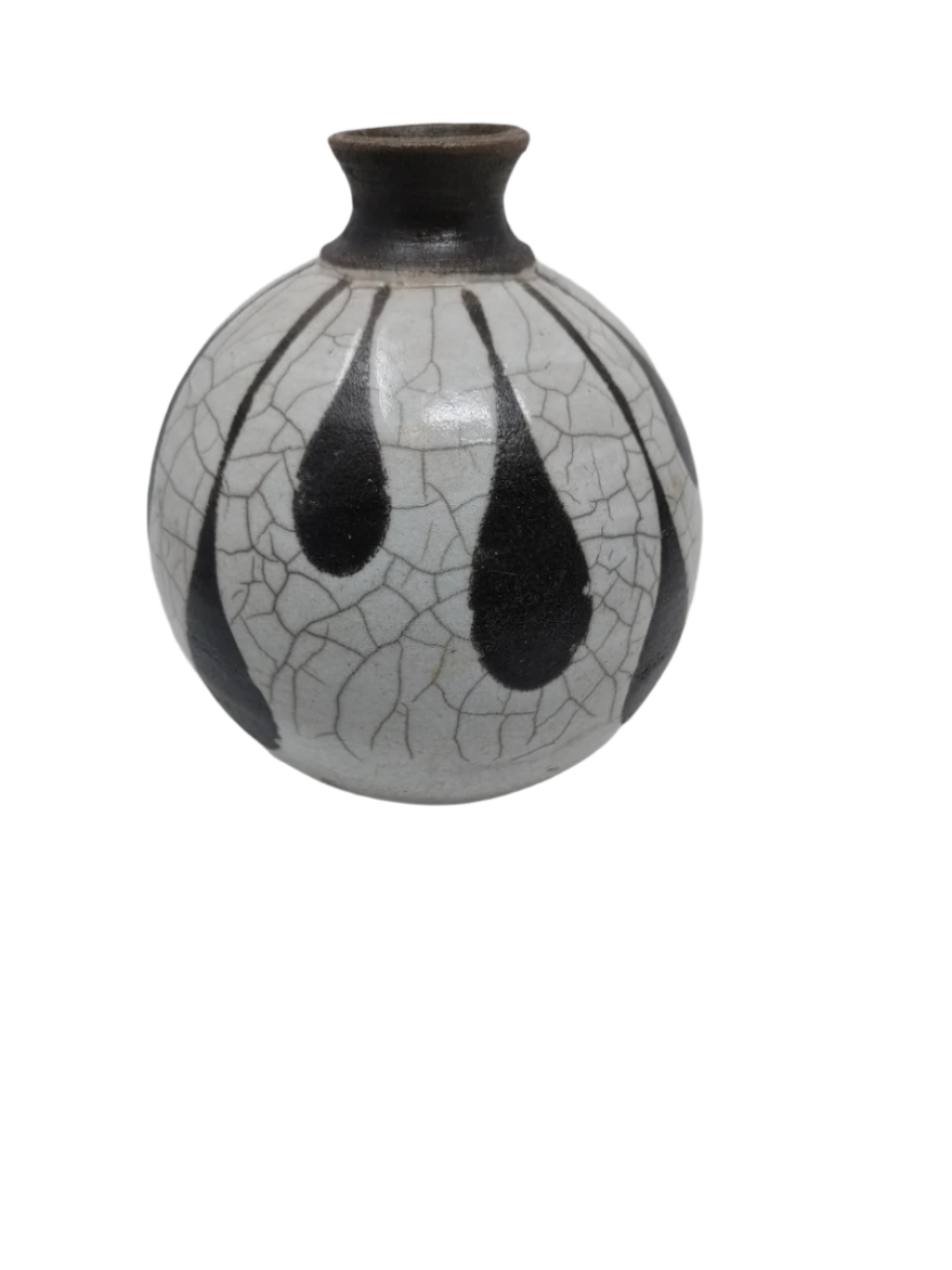 Raku Vase - White Crackle With Teardrops