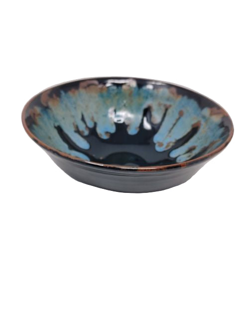 Blue Bowl with Blue and Black Highlights