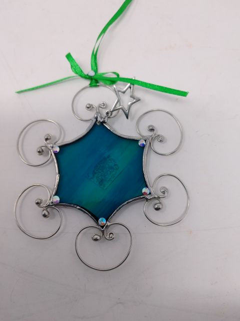 Snowflake - Clear Turquoise with Star