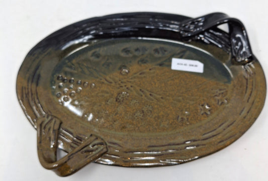 Oval tray with handles - G/P