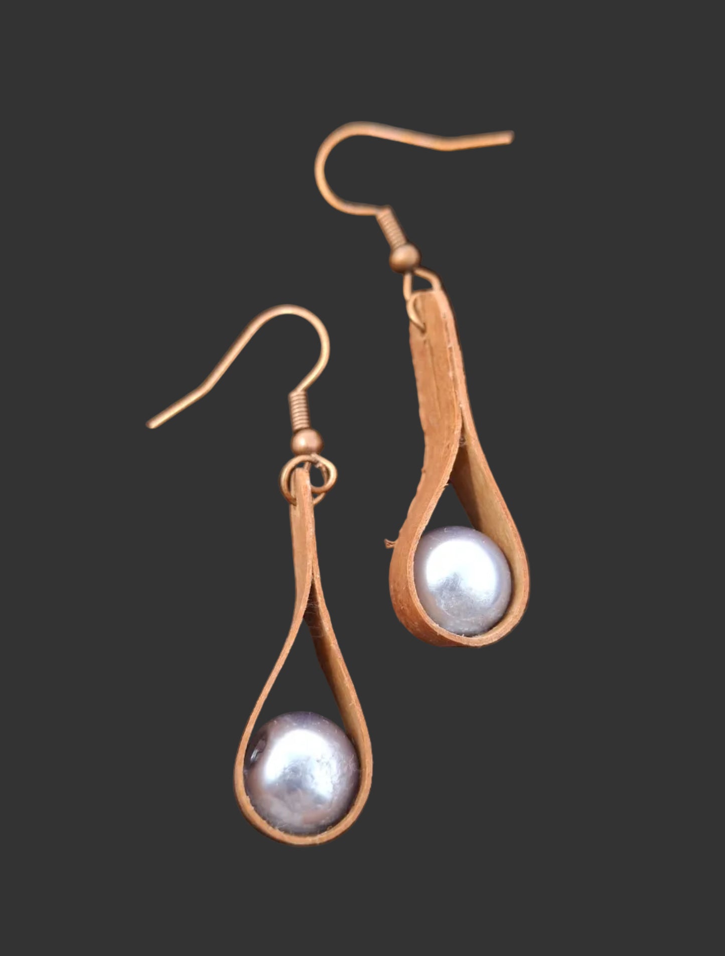 Earrings - Teardrop with Grey Pearl