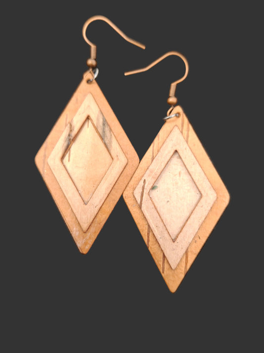 Birch Bark Earrings - Diamond shaped with inlay