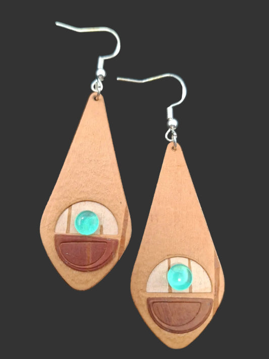 Earrings - Birch bark solid Teardrops with beads