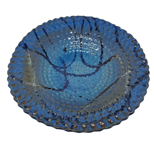 Bowl - blue textured with accents