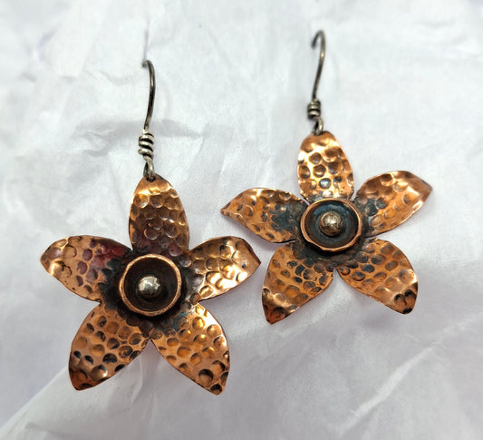 Earrings - copper flowers