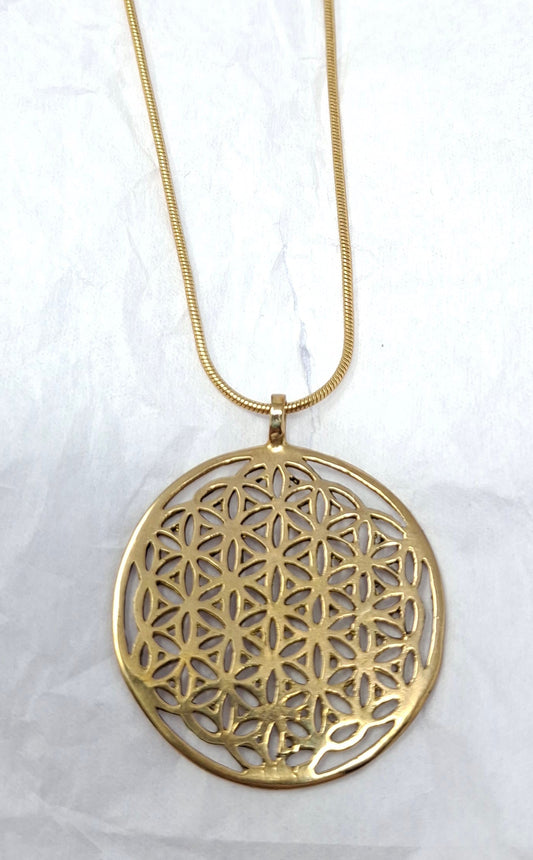 Necklace - Bronze flower of life (gold plated)