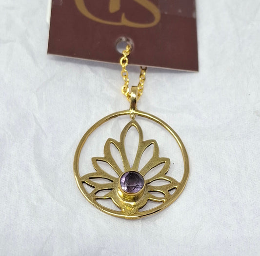 Necklace - br. lotus amethyst (gold filled)