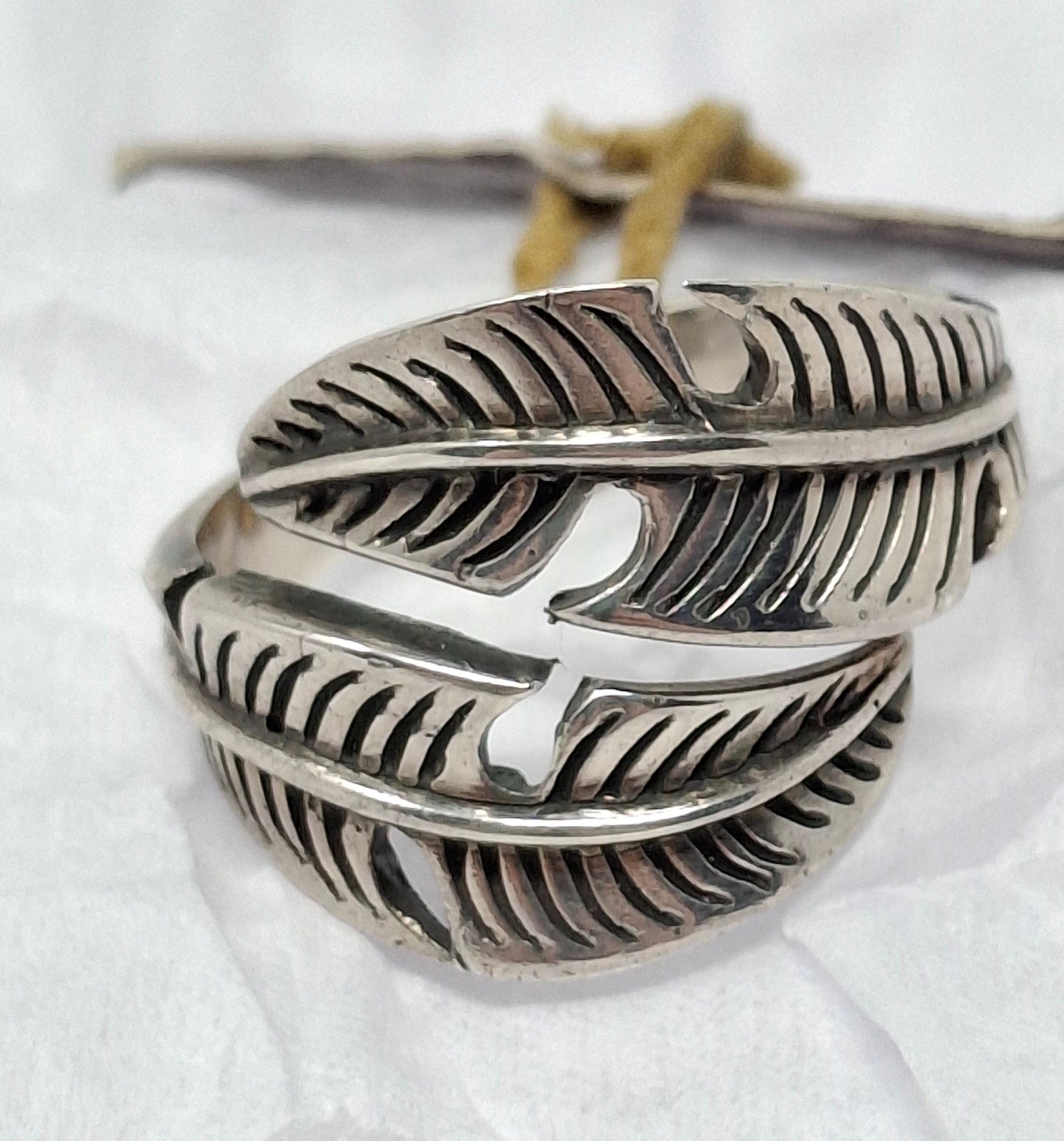 Ring - silver double feathers