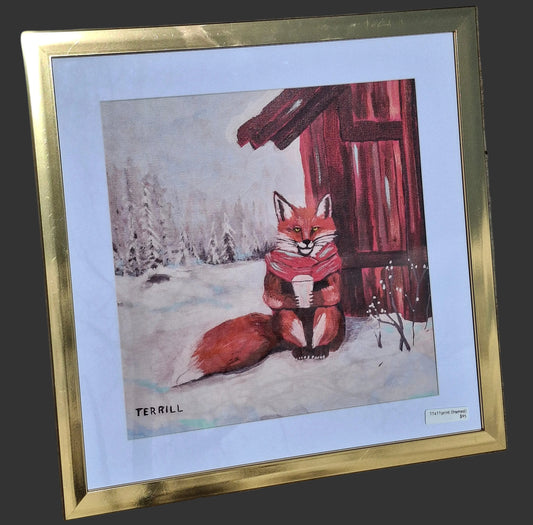 "Foxy Flat White" - framed print 11" x 11"