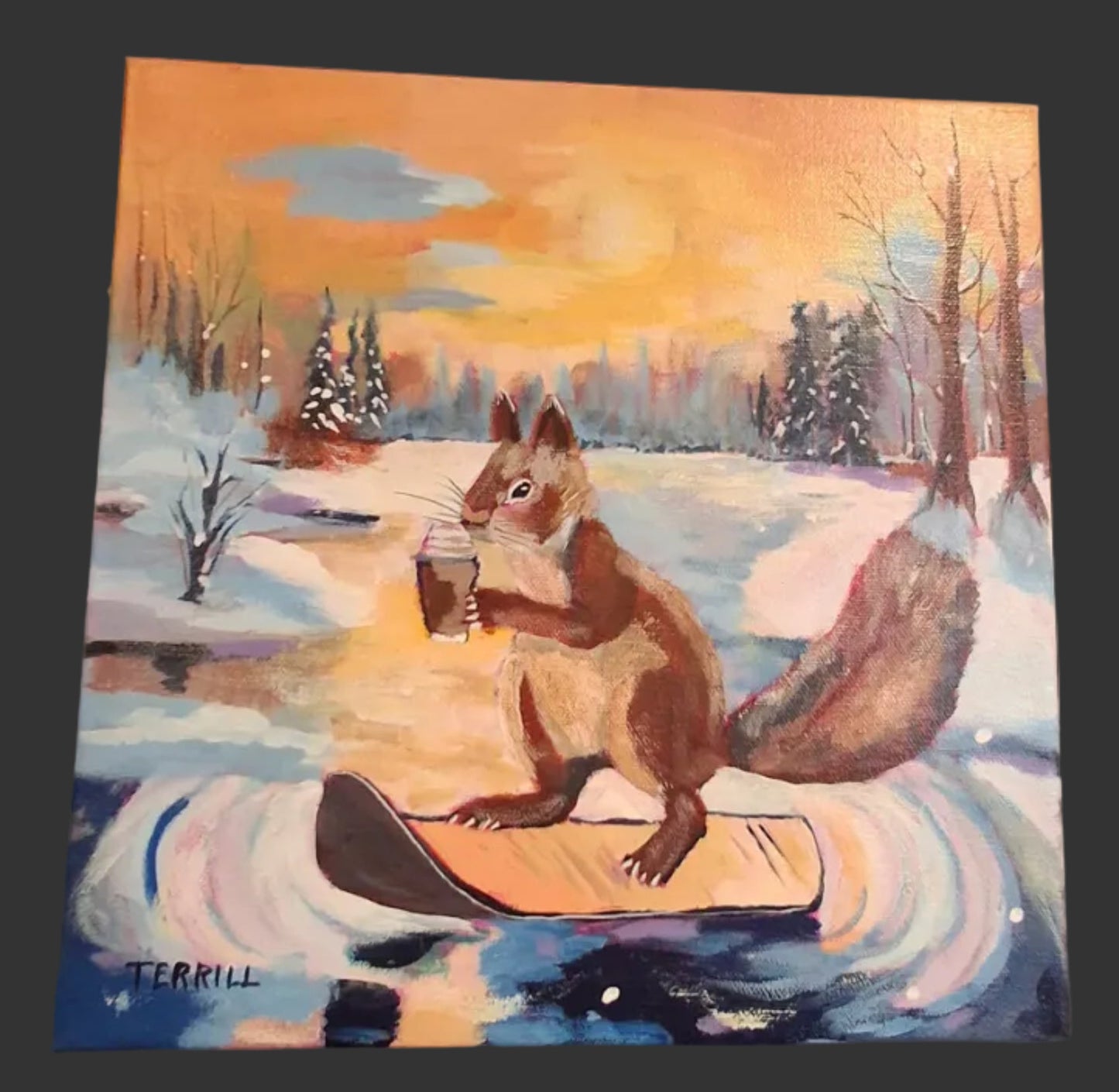 "Espresso on Ice" Acrylic on Canvas 12" x 12"