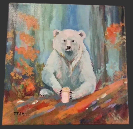 "Spirit Bear Steamer" Acrylic on Canvas 12" x 12"