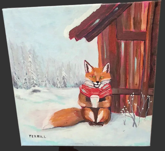 "Foxy Flat White" acrylic on Canvas 12" x 12"