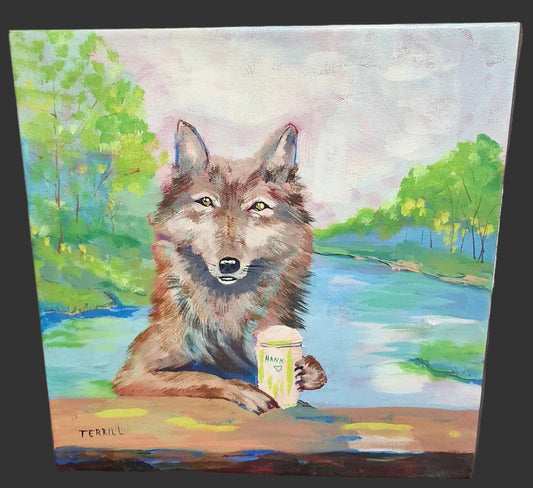 "Howler's House Blend" acrylic on Canvas 12" x 12"