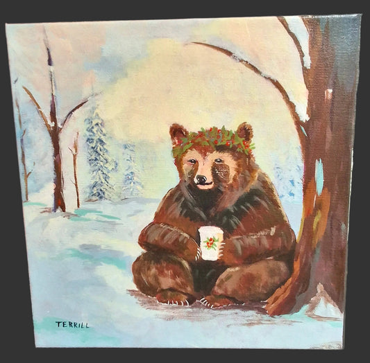 "Bearista Brew" Acrylic on Canvas 12" x 12"