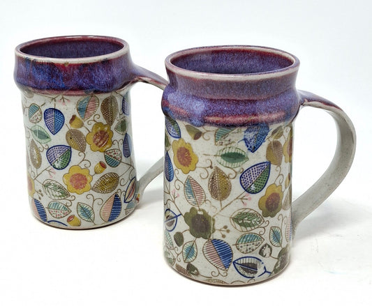 Purple and leaf decal coffee mug
