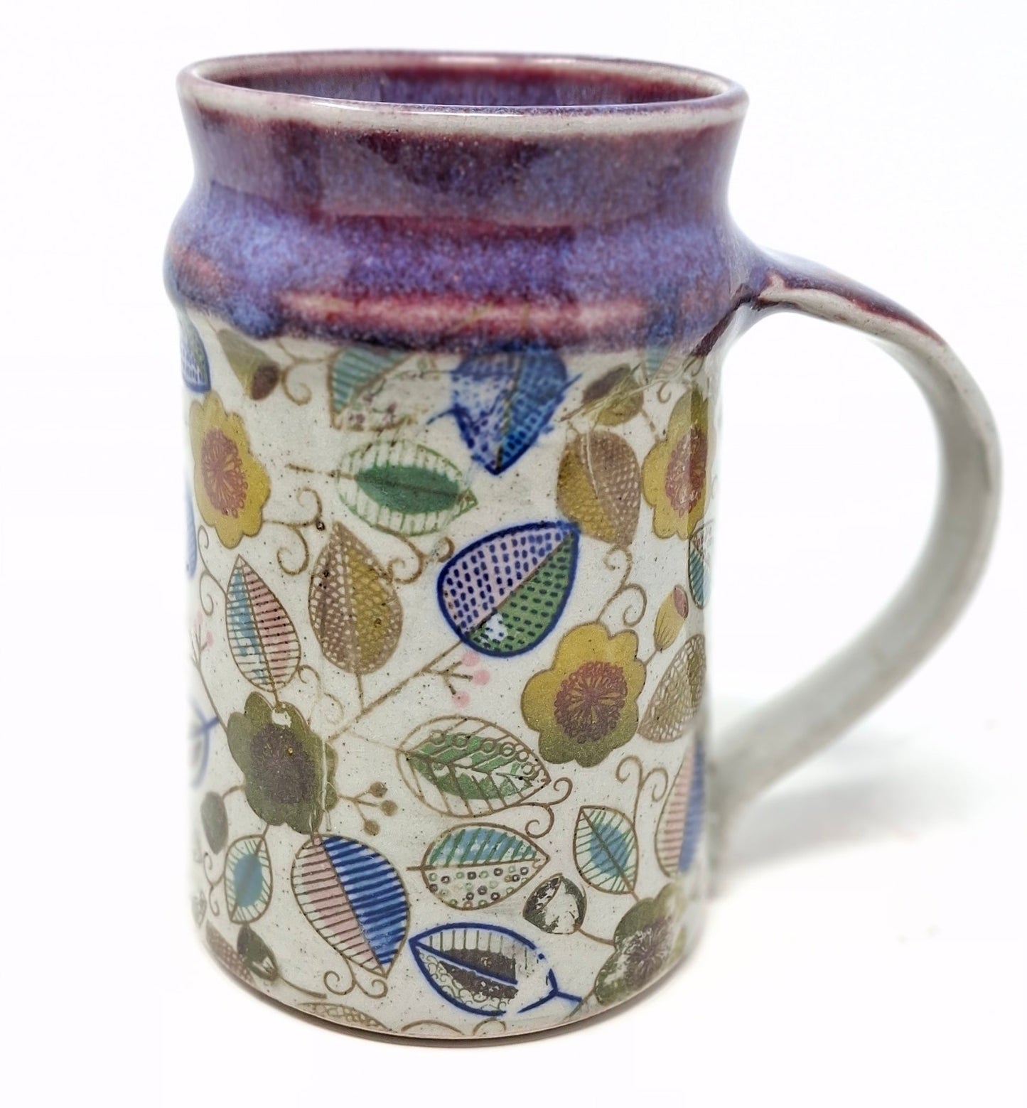Purple and leaf decal coffee mug