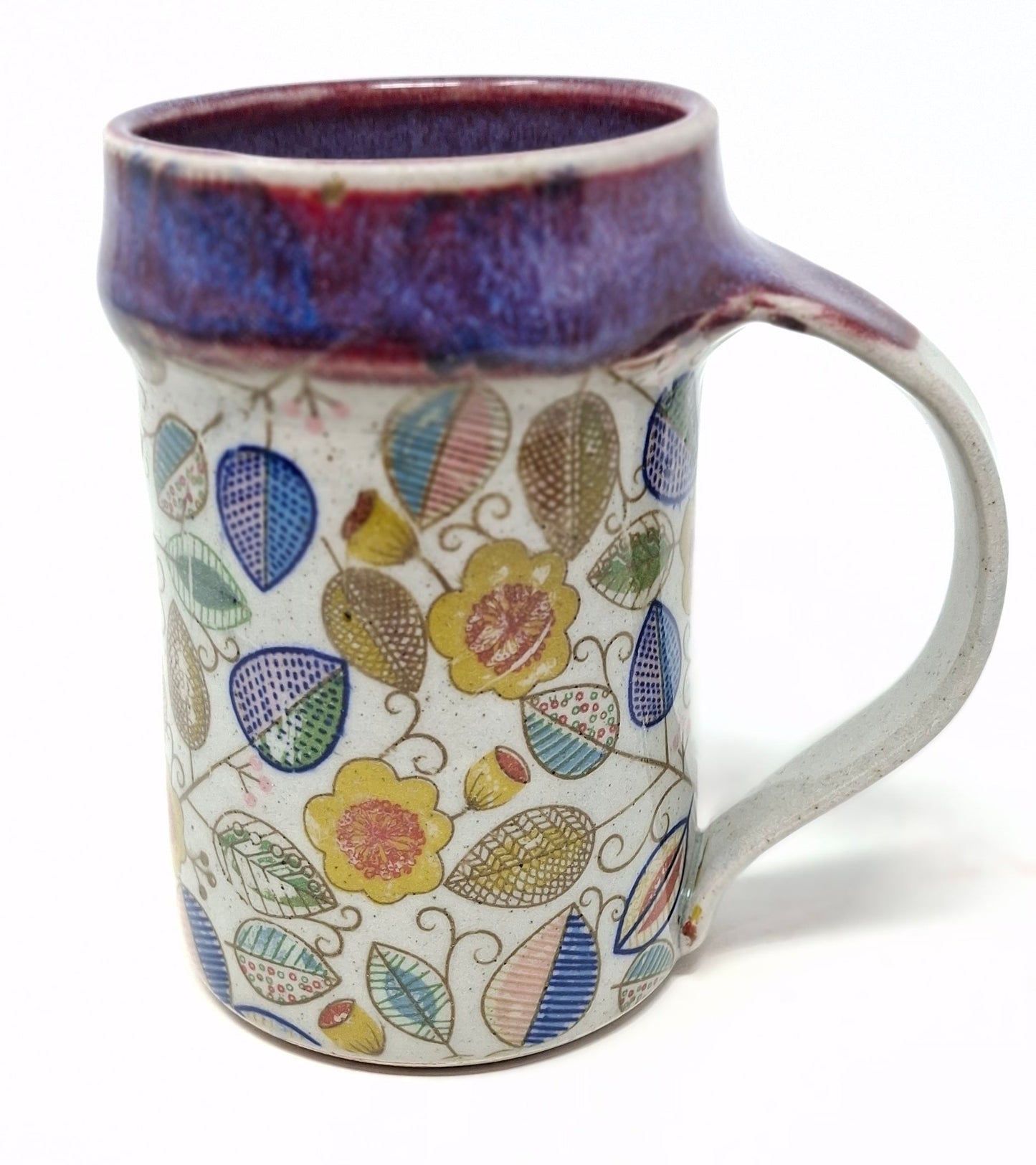 Purple and leaf decal coffee mug